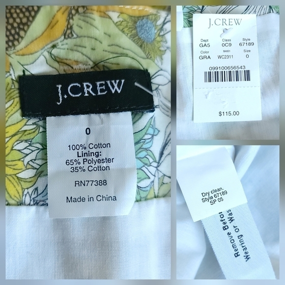 NEW J. Crew Sunflower Print Pleated Skirt Retro 60s Twee Floral Cotton Yellow 0 - Picture 15 of 16